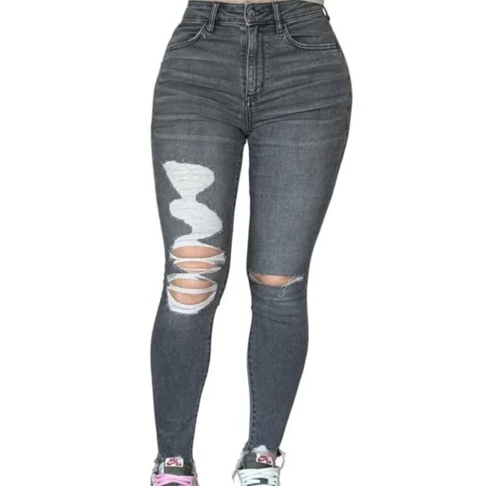 AMERICAN EAGLE SKINNY RIPPED DISTRESS JEANS